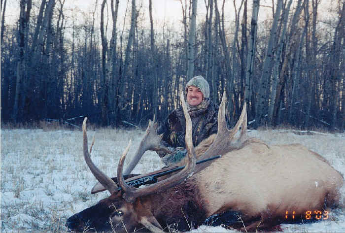 George Tunal with trophy elk at Echo Lake Hunts in Saskatchewan