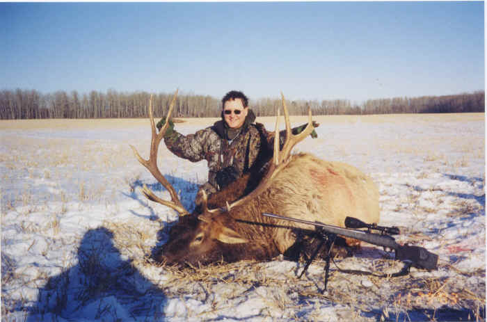 Mark Armstrong from Texas with trophy elk at Echo Lake Hunts in Saskatchewan