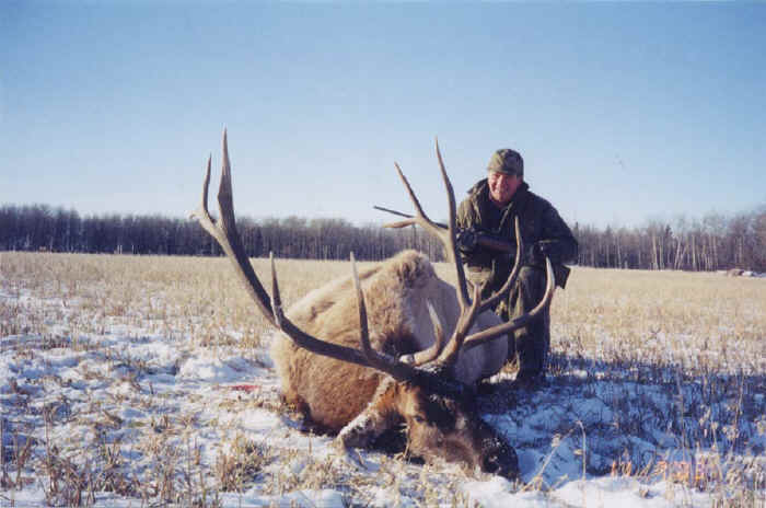 Walter Klikus from New York with trophy elk at Echo Lake Hunts in Saskatchewan