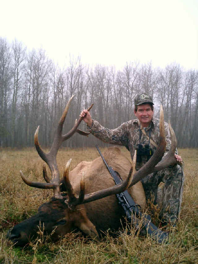 Dewey Spies from Louisiana with trophy elk at Echo Lake Hunts in Saskatchewan