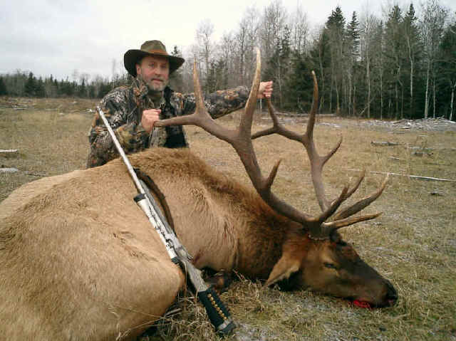 Eddie Bates from Maine with trophy elk at Echo Lake Hunts in Saskatchewan