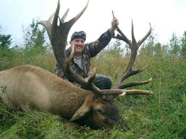 George Tunal from Texas with trophy elk at Echo Lake Hunts in Saskatchewan