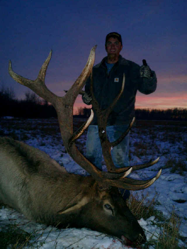 Steve Martin from California with trophy elk at Echo Lake Hunts in Saskatchewan
