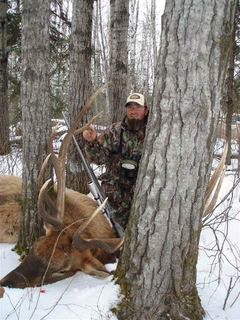 Chris Dowland from Arizona with trophy elk at Echo Lake Hunts in Saskatchewan