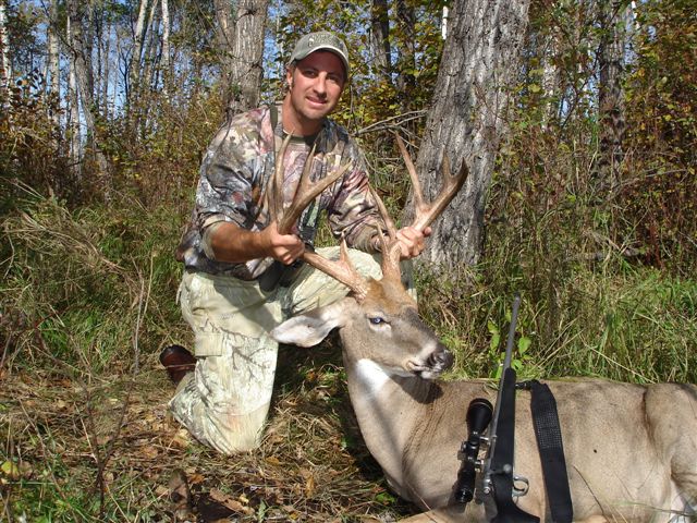 Craig Holt from Nevada with trophy whitetail at Echo Lake Hunts in Saskatchewan