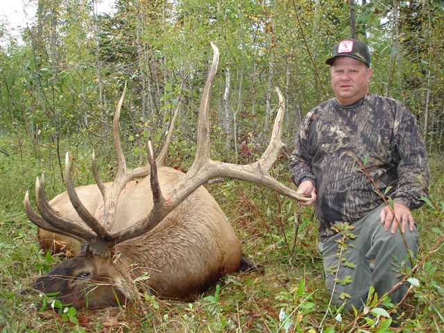 David Holland from Texas with trophy elk at Echo Lake Hunts in Saskatchewan
