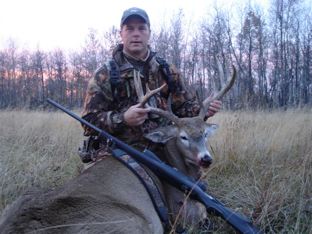 Bob Burns from Pennsylvania with trophy deer at Echo Lake Hunts in Saskatchewan