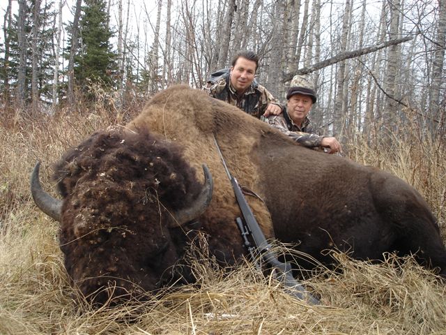 Julio Jr and Julio Sr with Saskatchewan bison hunt