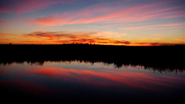 Beautiful sunset after an elk hunt in Saskatchewan Canada