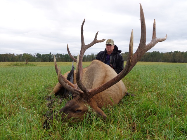 Bruce Bischop from British Columbia with trophy bull elk at Echo Lake Hunts in Saskatchewan