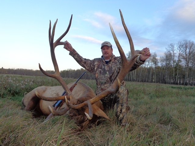 James Rockwell from California with trophy bull elk at Echo Lake Hunts in Saskatchewan