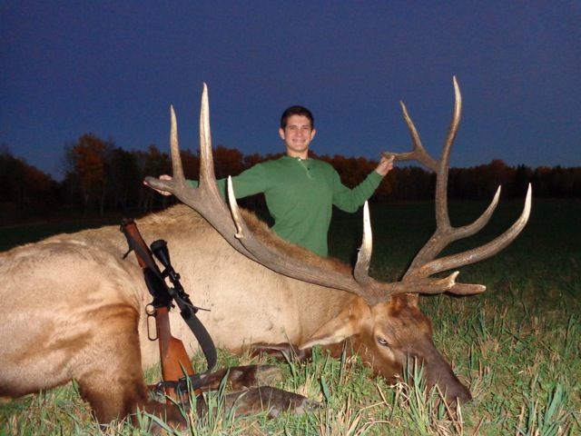 Jay Fluet from Virginia with trophy bull elk at Echo Lake Hunts in Saskatchewan