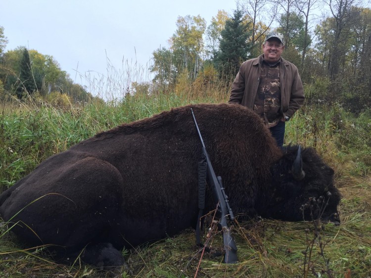 Paul Williams from Texas with trophy bull elk at Echo Lake Hunts in Saskatchewan