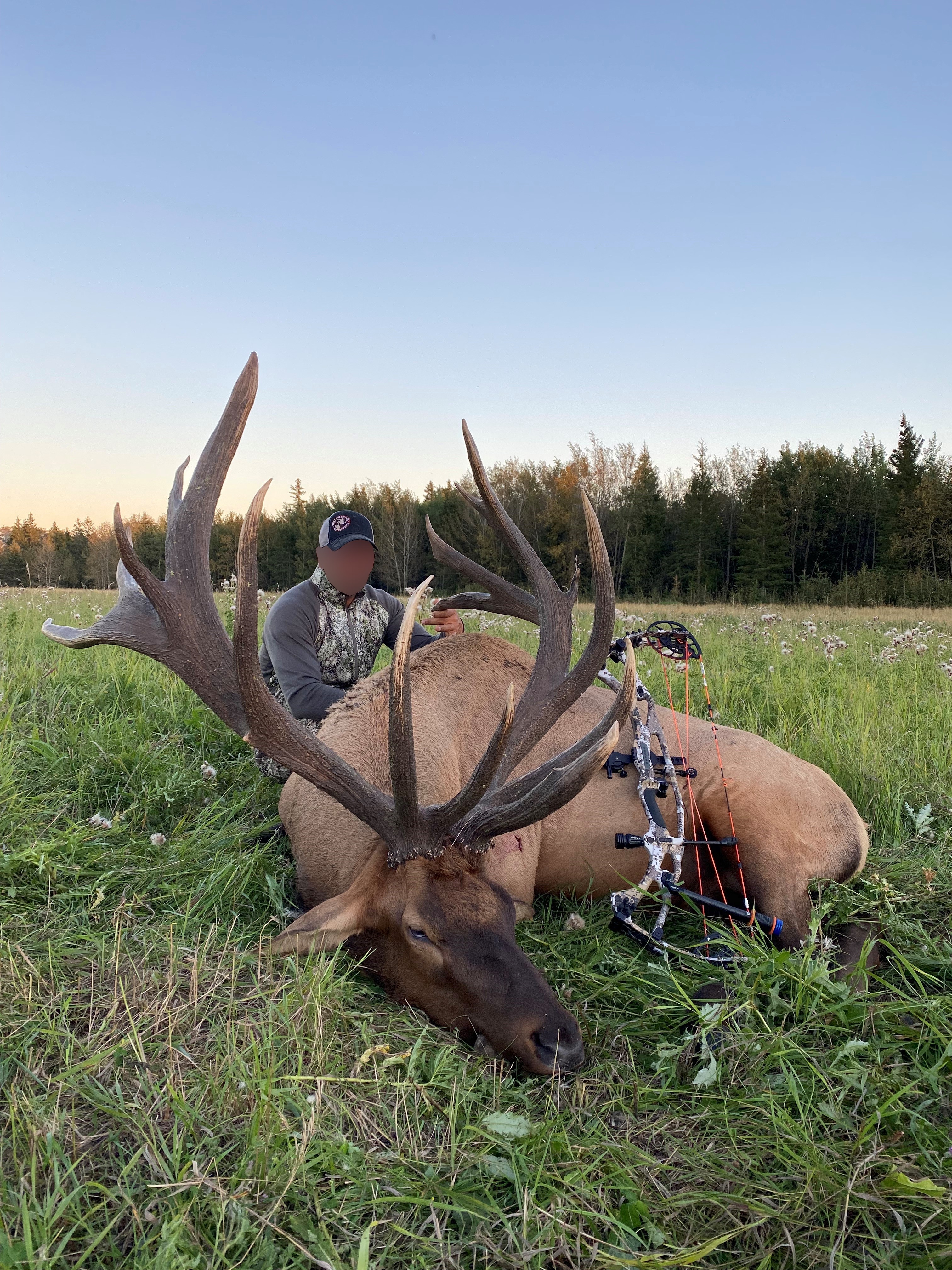 Hunter from USA with trophy bull elk at Echo Lake Hunts in Saskatchewan
