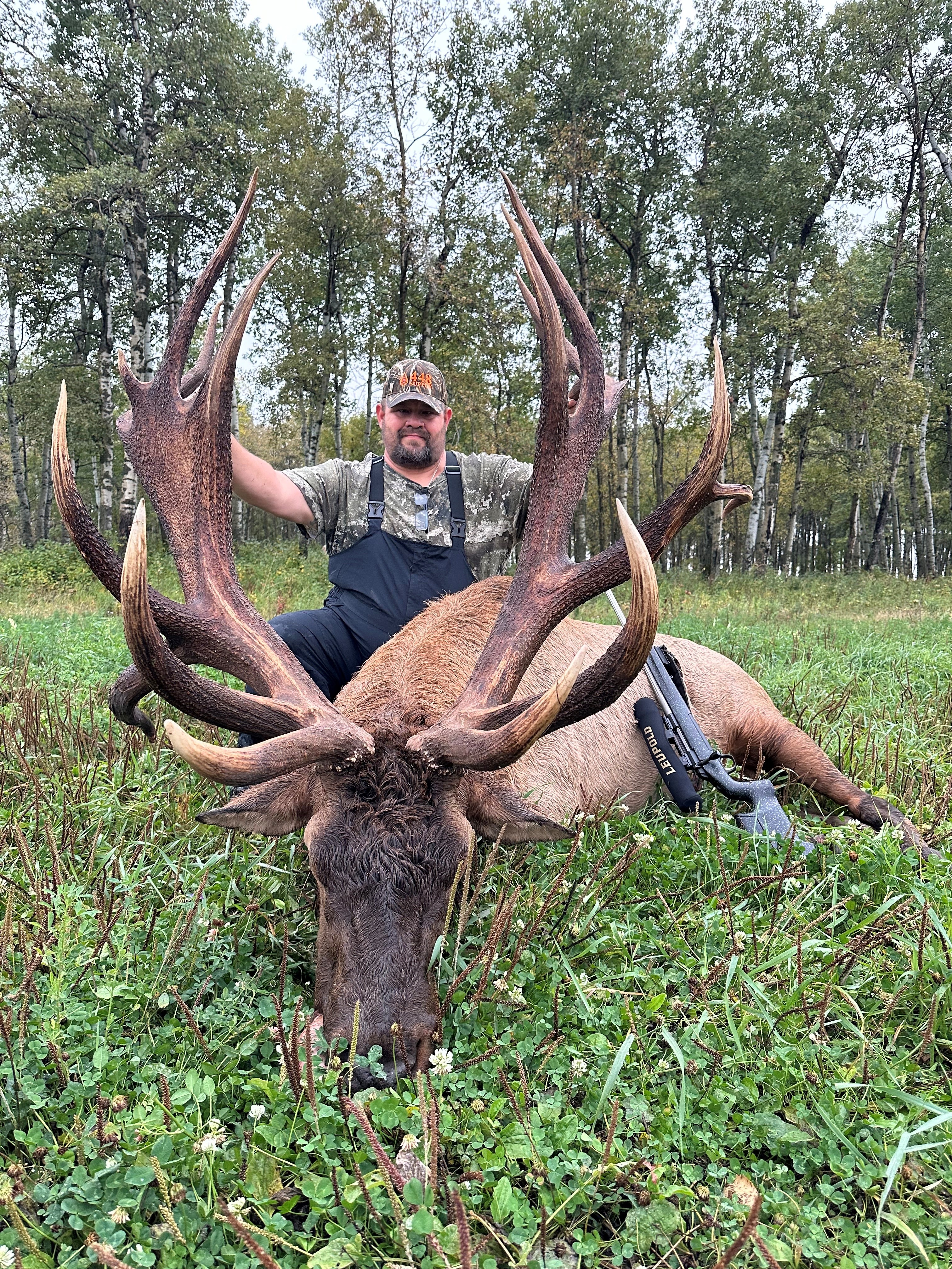 Chris Cadell from Texas with trophy bull elk at Echo Lake Hunts in Saskatchewan