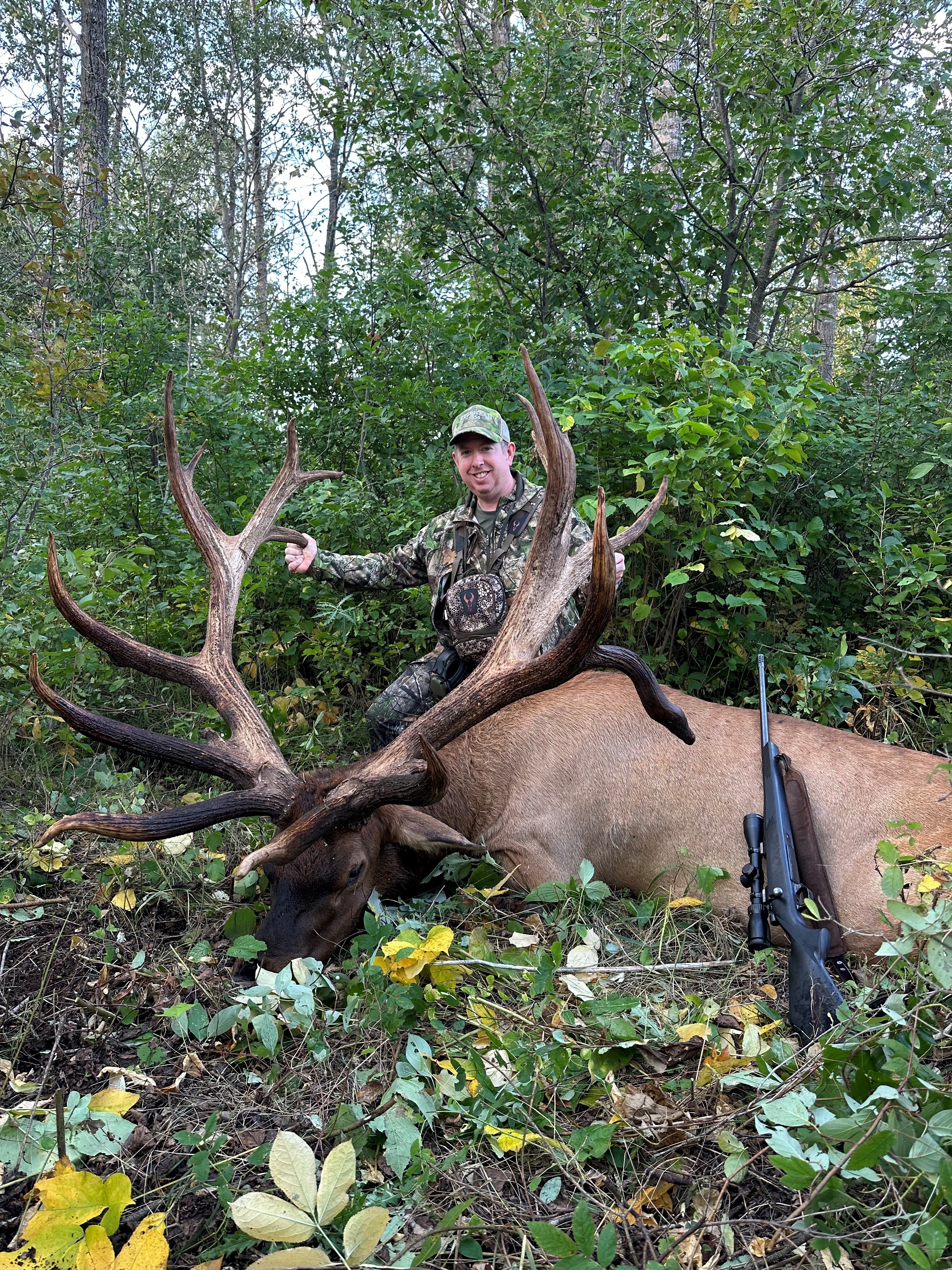 Mike Piersall from Florida with trophy bull elk at Echo Lake Hunts