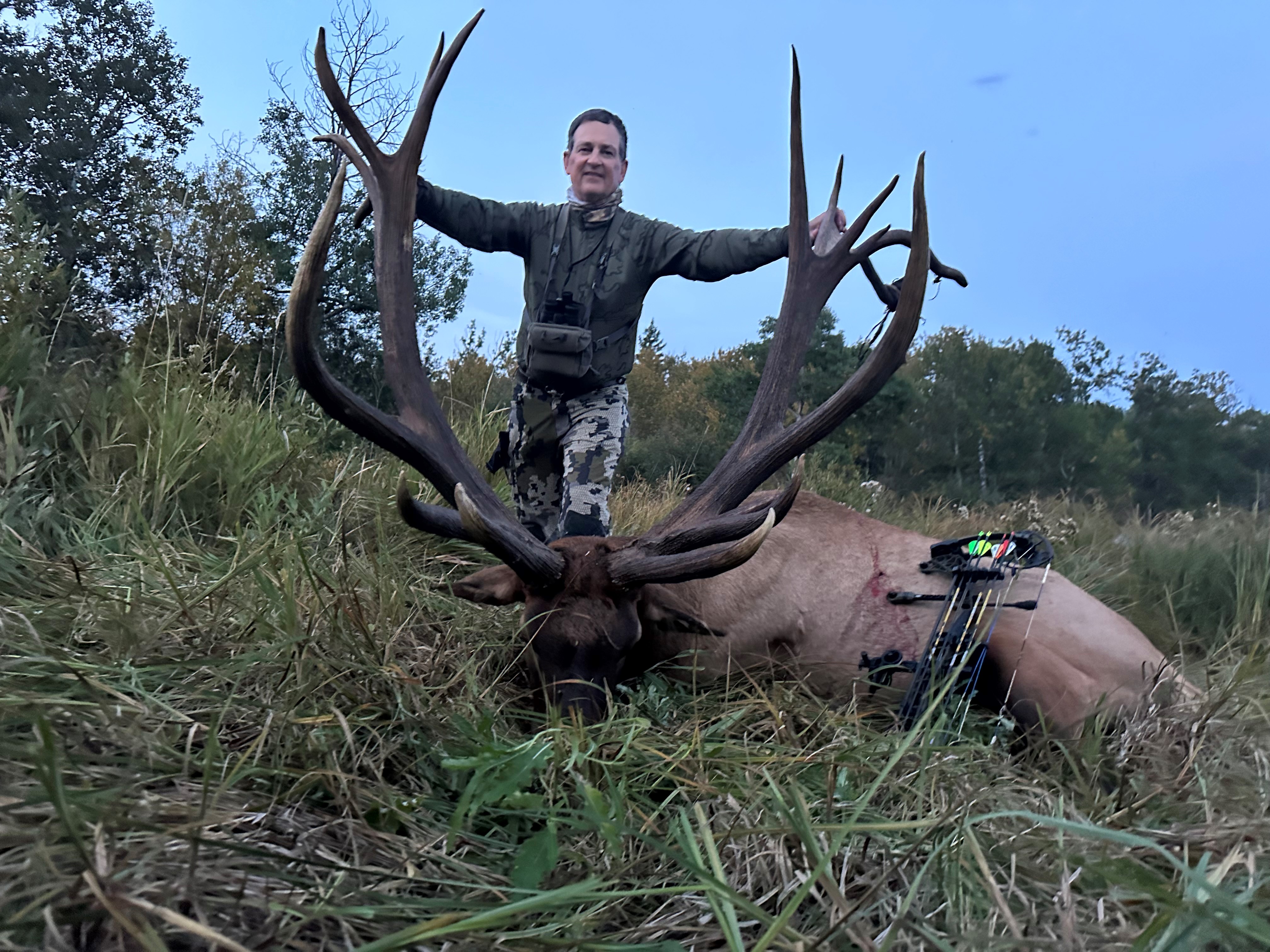 Paul Pare from Florida with trophy bull elk at Echo Lake Hunts