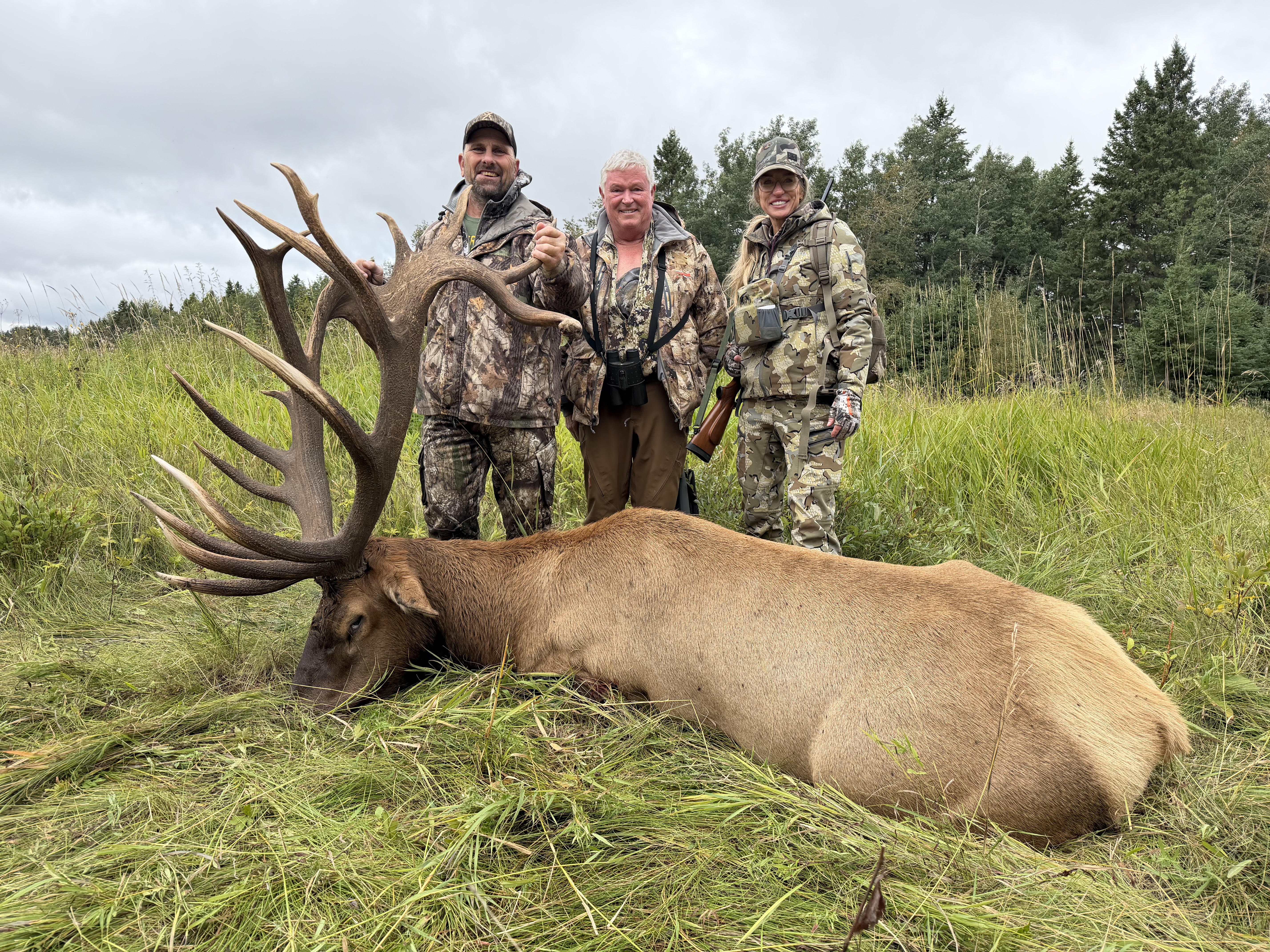 Bobby Jurisan, Pete Zeliff and Rachelle Heller at Echo Lake Hunts in Saskatchewan